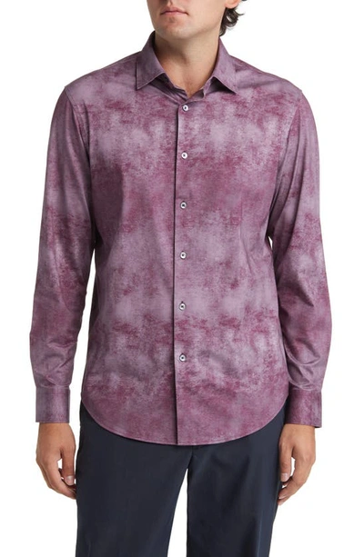 Bugatchi James Ooohcotton® Airbrush Print Button-up Shirt In Bugandy
