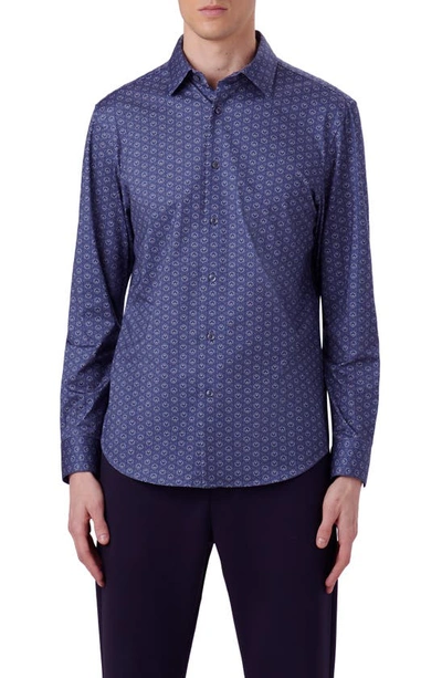 Bugatchi James Ooohcotton® Abstract Print Button-up Shirt In Indigo