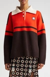 WALES BONNER CALM OVERSIZE COLORBLOCK WOOL BLEND POLO SWEATER