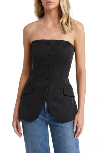 Reformation Tonya Strapless Waistcoat In Black