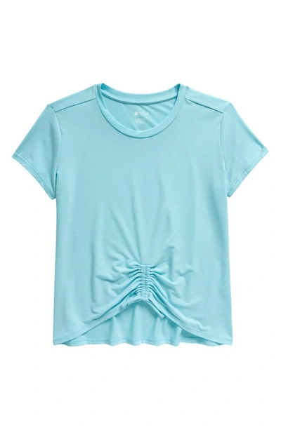 Zella Girl Kids' Release Ruched Front Short Sleeve T-shirt In Blue Brook
