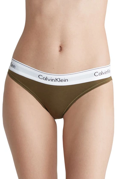 Calvin Klein Modern Cotton Bikini In Dark Olive