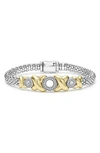 Lagos Embrace Xox Diamond Rope Bracelet In Silver/ Gold