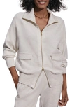Varley Womens Garcia Zip-through Stretch-jersey Sweatshirt Ivory Marl