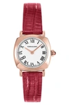 FERRAGAMO SOFT SQUARE LEATHER STRAP WATCH, 23MM