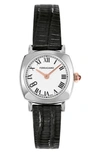 Ferragamo 23mm  Soft Square Watch With Leather Strap In White/black