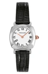 Ferragamo Soft Square Leather Watch In Stainless Steel