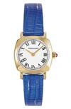 Ferragamo Soft Square Leather Strap Watch, 23mm In Ip Yellow Gold
