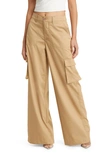 Naked Wardrobe Keep It Casual Wide Leg Cargo Pants In Tan