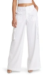 Naked Wardrobe Keep It Casual Wide Leg Cargo Pants In White
