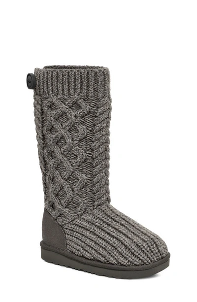 Ugg Unisex Classic Cardi Cable Knit Boots - Little Kid, Big Kid In Grey