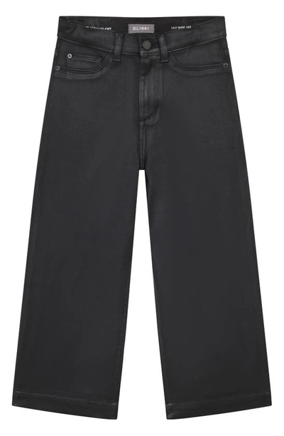 Dl1961 Girls' Lily Wide Leg Coated Jeans - Big Kid In Black Coated