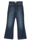 Chloé Chloe Girls Denim Blue Kids Embroidered-branding Flared-leg Denim-blend Jeans 6-14 Years In Blue
