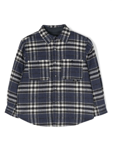 Aspesi Kids' Plaid-check Pattern Shirt Jacket In Blue