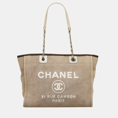 Pre-owned Chanel Beige/brown Deauville Tote