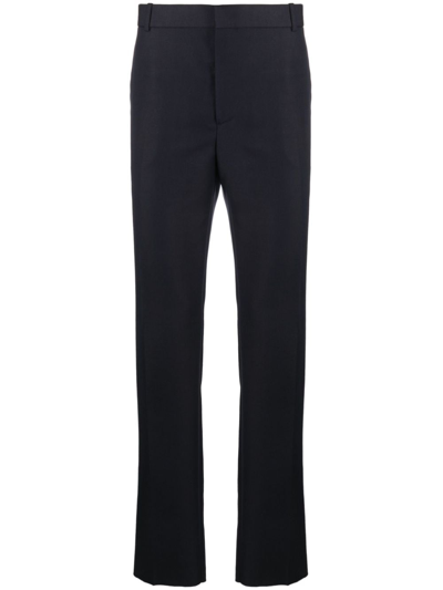 Alexander Mcqueen Wool-blend Straight-leg Trousers In Blau