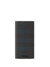 Burberry Check-pattern Leather Wallet In Blau