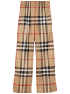 Burberry Check-pattern Flared Cotton Trousers In Multi