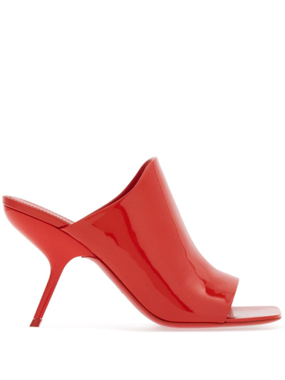 Ferragamo Era Patent Stiletto Mule Sandals In Flame Red