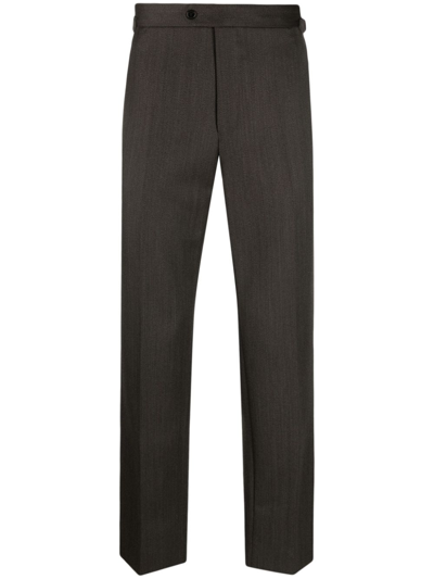 Fursac Button-up Cotton Tailored Trousers In Grün