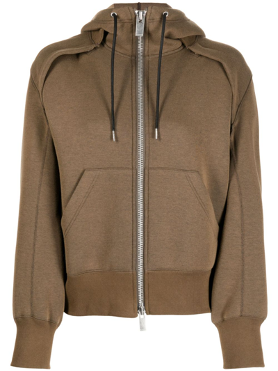 Sacai Cotton-blend Hooded Jacket In Brown