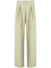 Rejina Pyo Reine Pleated Tailored Trousers In Grün