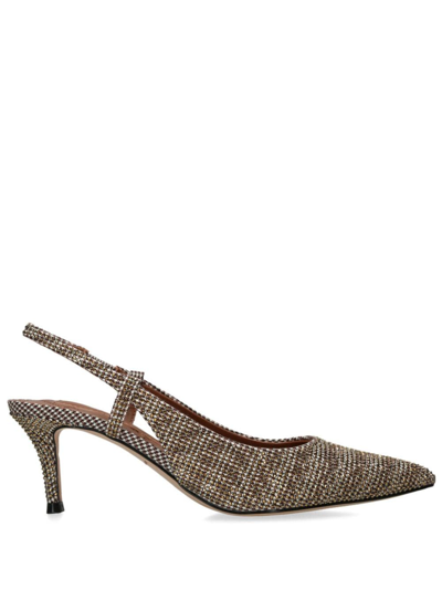 Kurt Geiger Belgravia Houndstooth Slingback Pumps In Nude