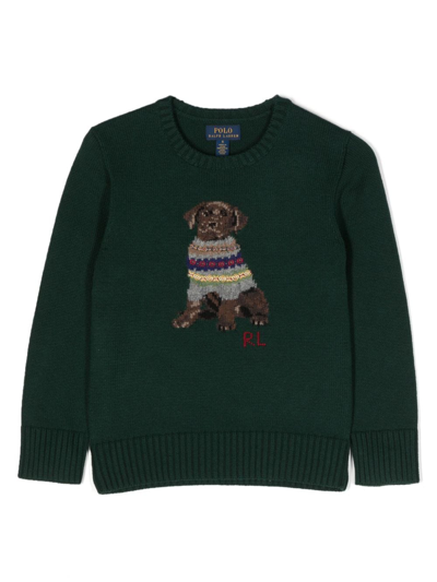 Ralph Lauren Intarsia-knit Dog-pattern Jumper In Grün