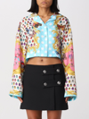 Versace La Vacanza Cialda Baroque Holiday Butterflies-print Twill Crop Pajama Shirt In Pink