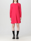 Red Valentino Crepe Envers Satin Dress In Fuchsia