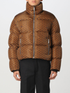 Bally Geometric-print Padded Jacket In Tobacco
