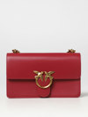 Pinko Love One Bag In Leather With Applied Logo In Red