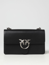 Pinko Love One Bag In Leather With Applied Logo In Black
