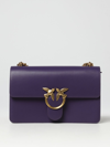 Pinko Love One Bag In Leather With Applied Logo In Violet