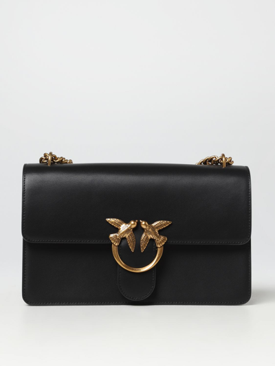 Pinko Love One Bag In Leather With Applied Logo In Black 1