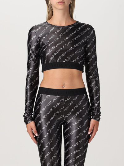 Versace Jeans Couture All-over Print Black Top