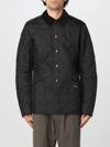 Barbour 'heritage Liddesdale' Black Jacket With Classic Corduroy Collar And Logo Lettering On The Front In T In Black