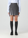 Thom Browne Striped Embroidered Wool Mini Skirt In Grey