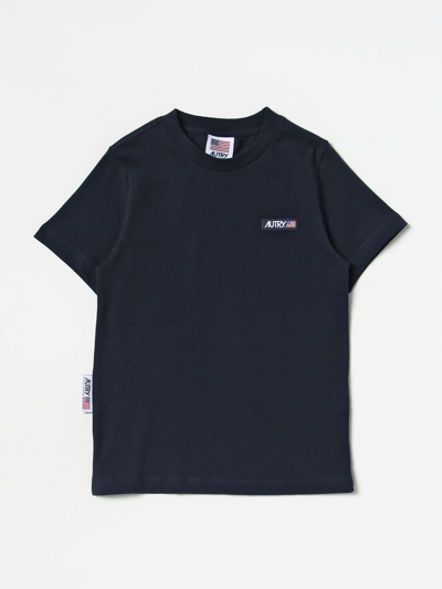 Autry Logo-embroidered Cotton T-shirt In Blue