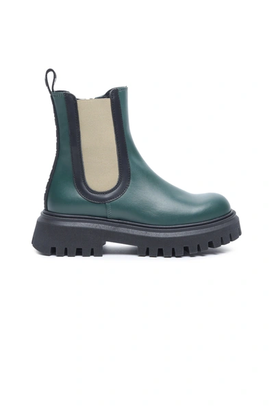 Marni Kids' Chelsea Boots With Colored Elastic Bands In Green
