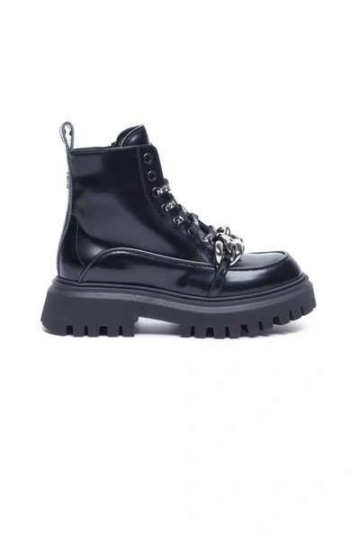 N°21 Kids' Lace-up Boots With Chain In Black