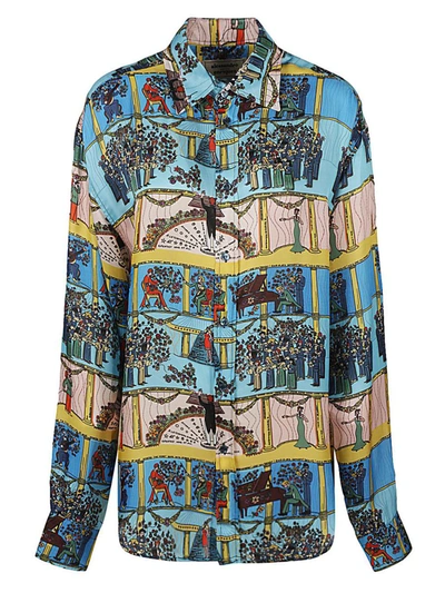 Alessandro Enriquez Printed Silk Blend Shirt In Multicolor