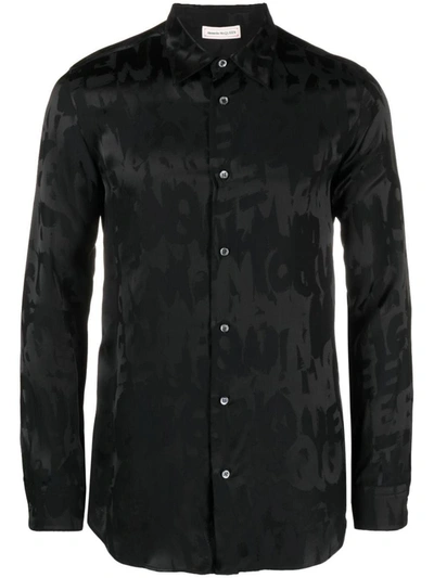Alexander Mcqueen Graffiti Logo-jacquard Shirt In Black  