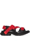 Alexander Mcqueen Tread Logo-tape Sandals In Red