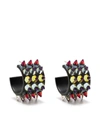Amina Muaddi Crystal Embellished Small Hoop Earrings In Red