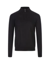 FEDELI FEDELI DARK HALF-ZIP FAVONIO PULLOVER IN DARK GREY SILK AND CASHMERE