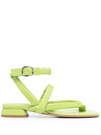 Alysi Open-toe Leather Sandals In Green