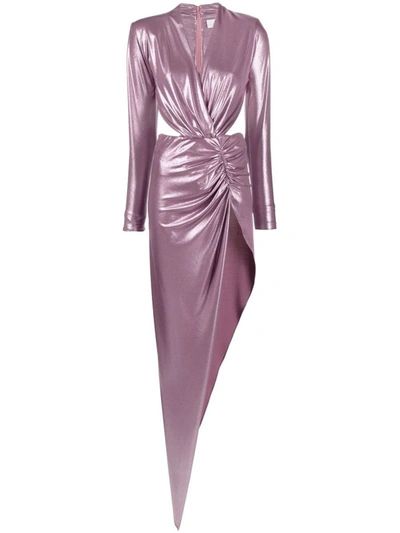 Genny Metallic Twist-detail Gown In Violet