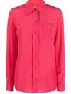 Lanvin Button-down Silk Shirt With Long Sleeves In Watermelon
