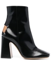 Maison Margiela Mm22 Brushed Leather Ankle Boots With Squared Toe Heel 10.5c In Black
